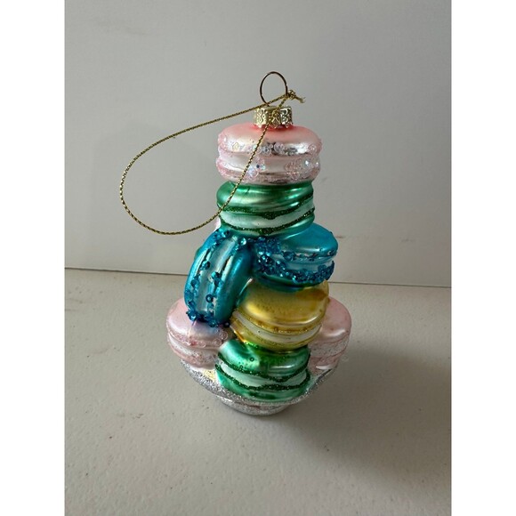 Nobel Gems Stacked Macaroon Sweet Tooth Molded Blown Glass Christmas Ornament - Picture 3 of 5
